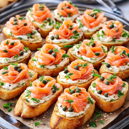 Брускети с пушена сьомга и Филаделфия